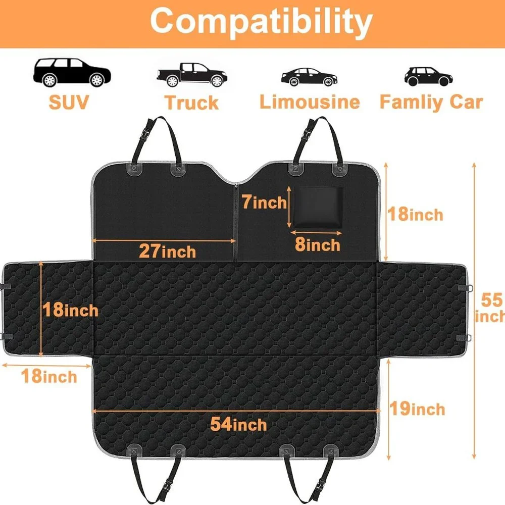 Car Seat Cover for Back Seat, Waterproof Car Seat Protector for Dogs with Side